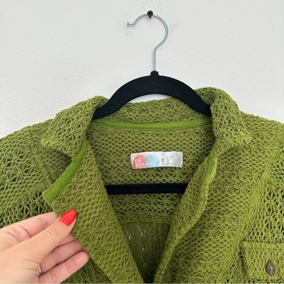 Free People Ryan Knit Crochet Romper Green One Piece Size XS Women’s Collared - Picture 5 of 11